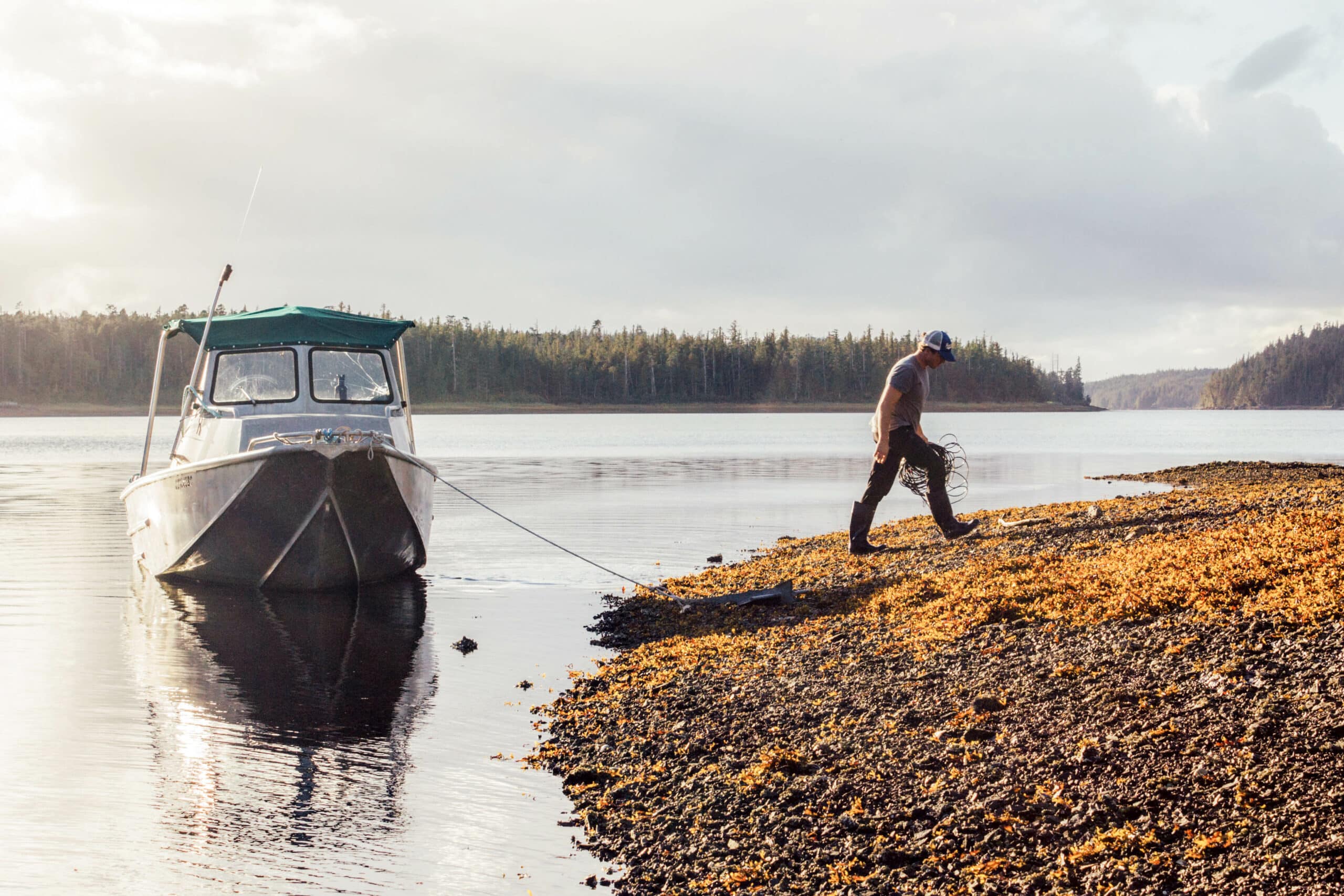 Max Bakken, who worked for Pacific Wild for three years, pictured doing field work in the Great Bear Rainforest. He spent a lot of time installing camera and hydrophone equipment. Photo: Peter Thicke.